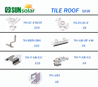 5KW Tile Roof Mounting System